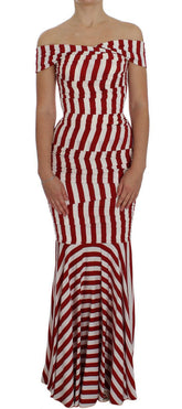 Dolce & Gabbana Red White Silk Stretch Dress -   -  Dolce & Gabbana.